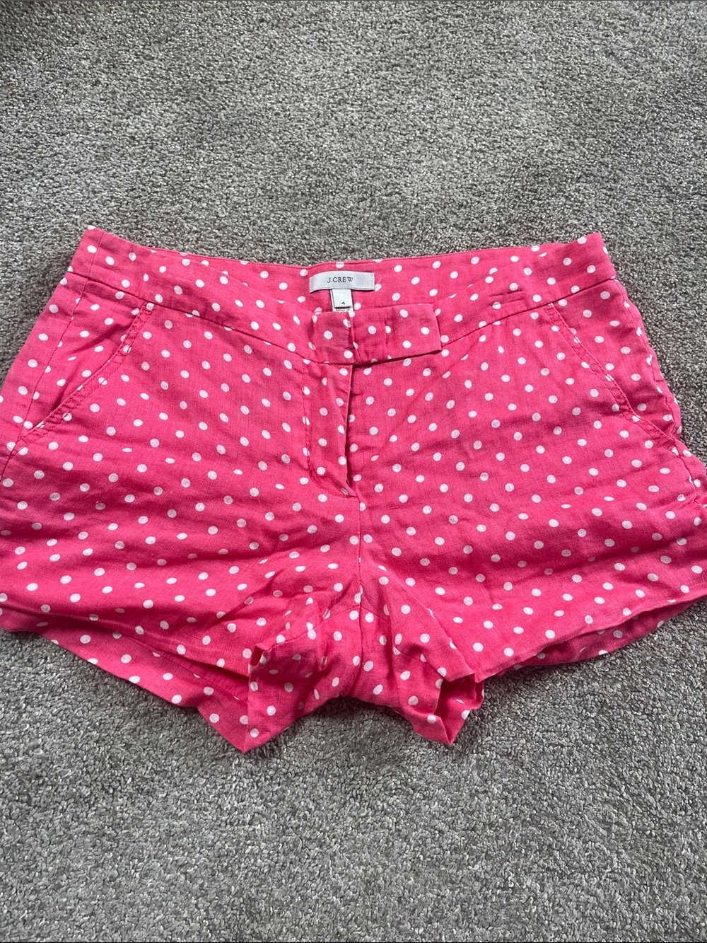 🩷🌸🩷Crew ADORABLE pink Polkadot Linen Shorts sz4